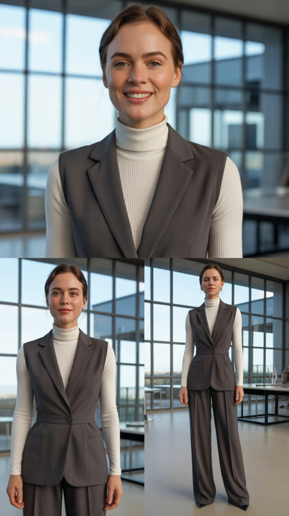 The Sleeveless Blazer and Turtleneck