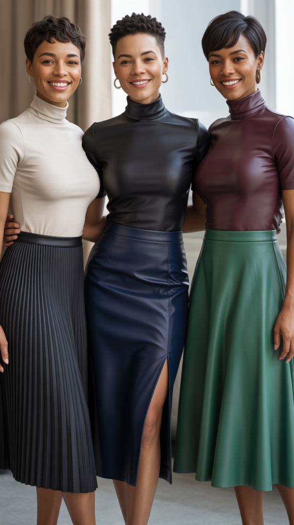 Turtlenecks With Midi Skirts