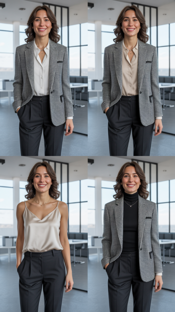  Suede Midi Skirt with Tucked Blouse