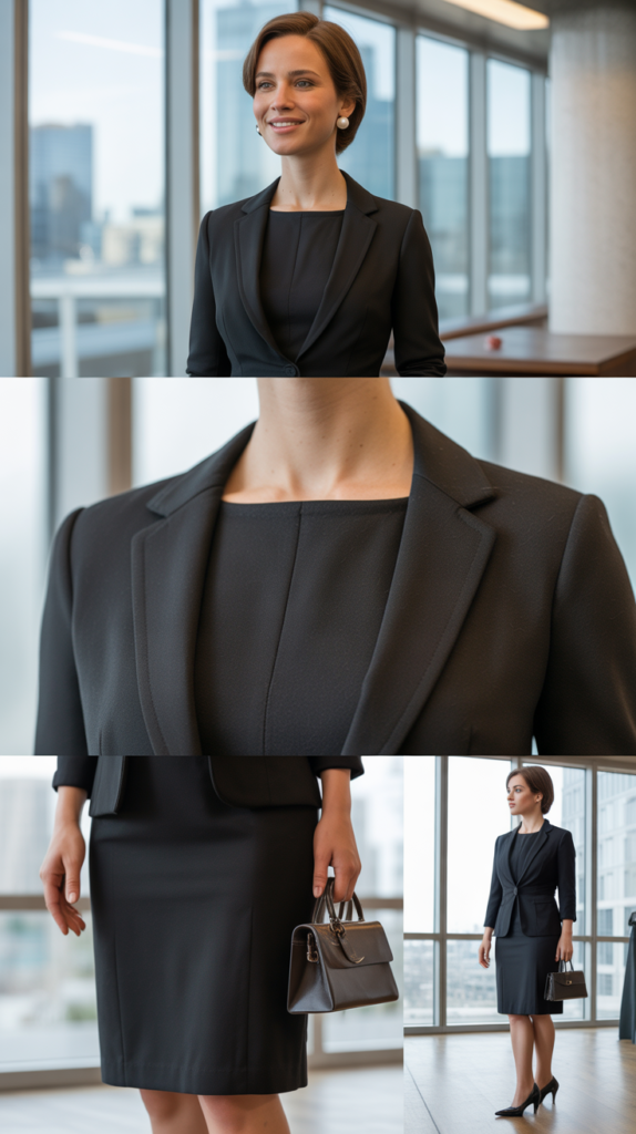 Classic Black Sheath Dress with Blazer