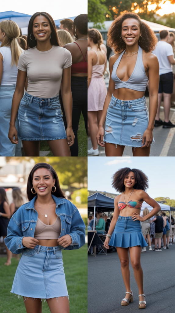 Denim Mini Skirts With Frayed Hems