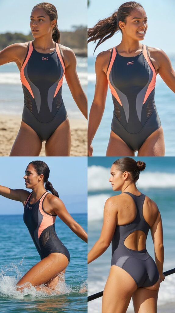 Mesh-Panel Athletic Swim Set