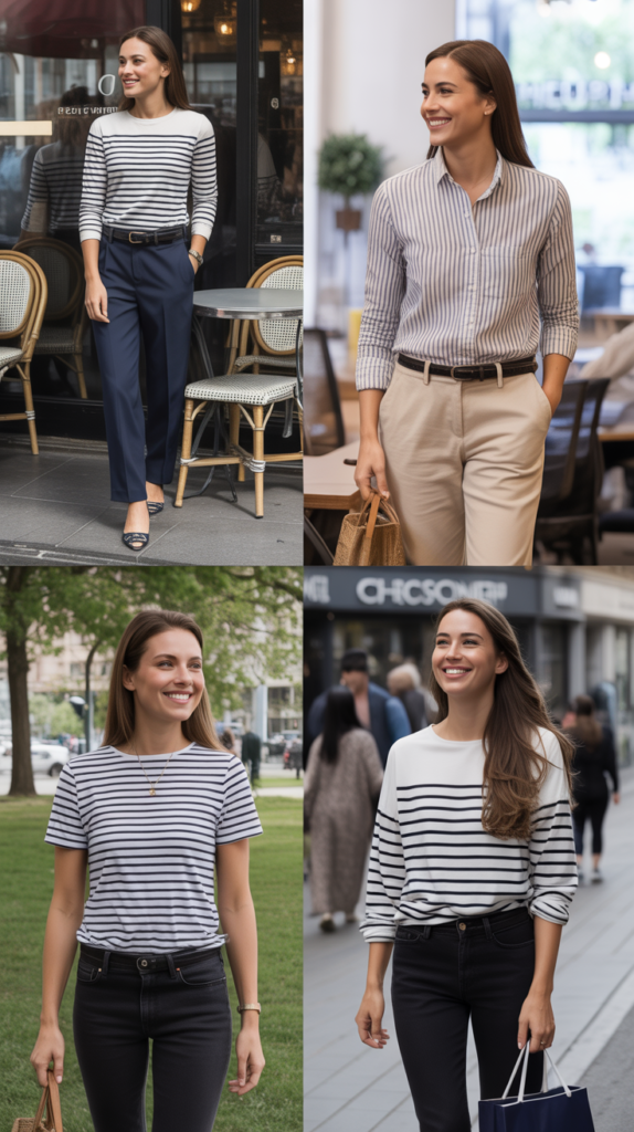 Striped Shirt with Neutral Bottoms