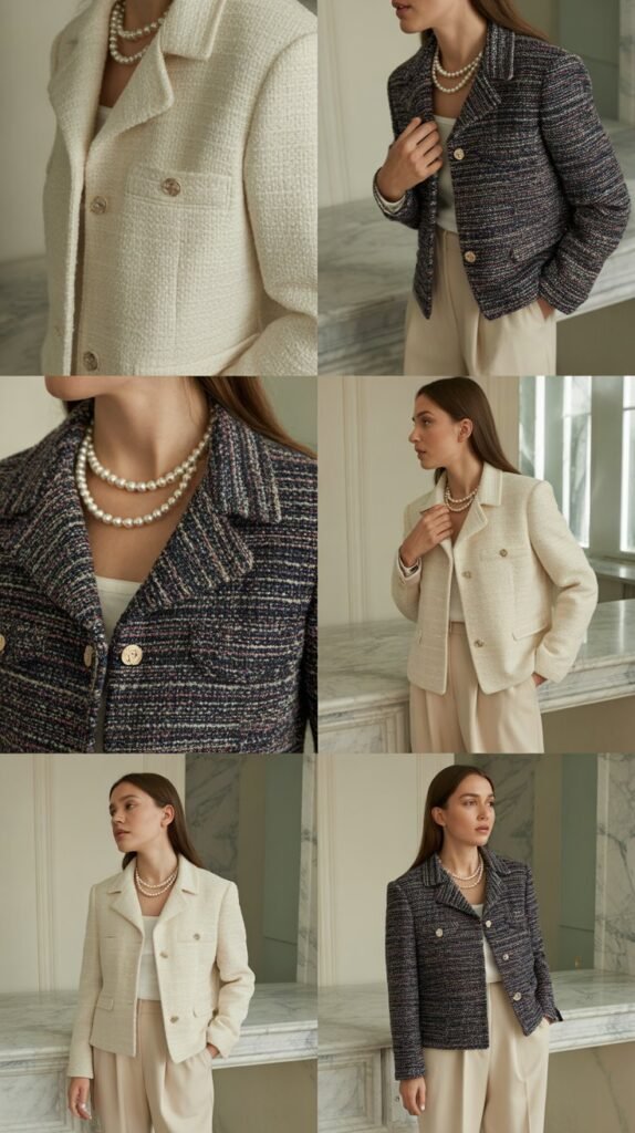 Bouclé Jacket and Coordinating Pants Ensemble