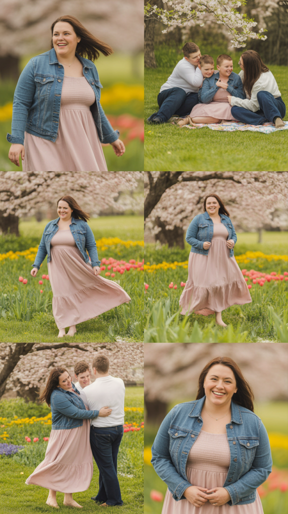  Empire Waist Sundress with Denim Jacket