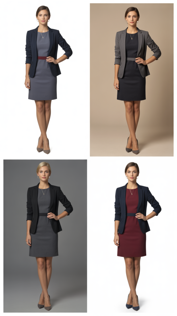  Color-Block Dress with Blazer