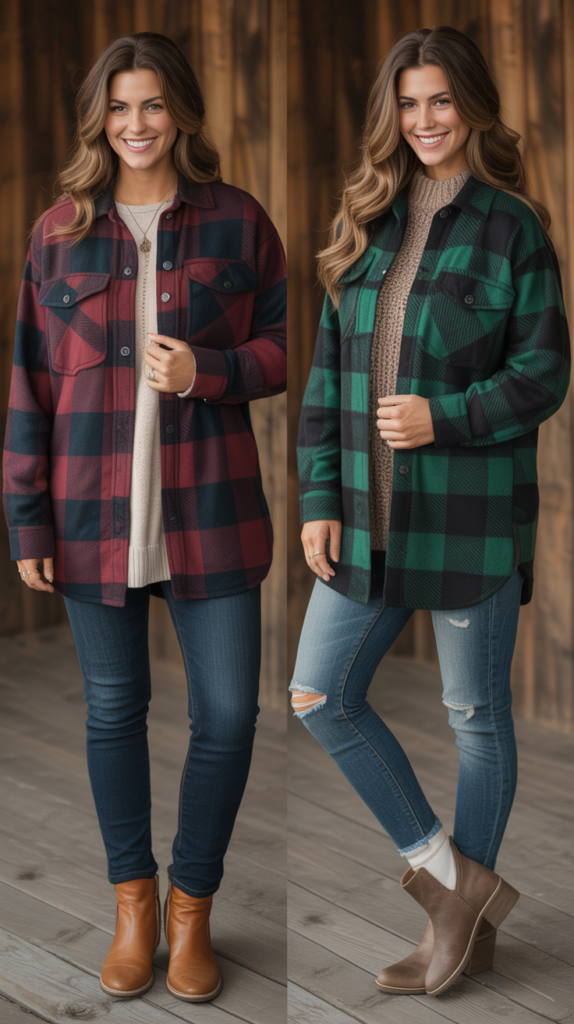  Oversized Plaid Flannel Layers