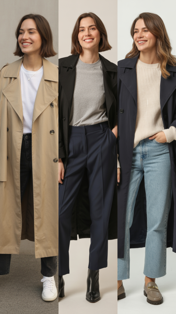 Trench Coat Over Casual Basics