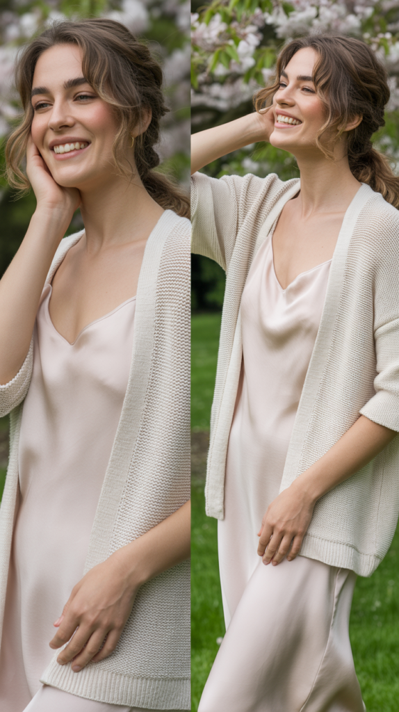 Lightweight Cardigan with Slip Dress