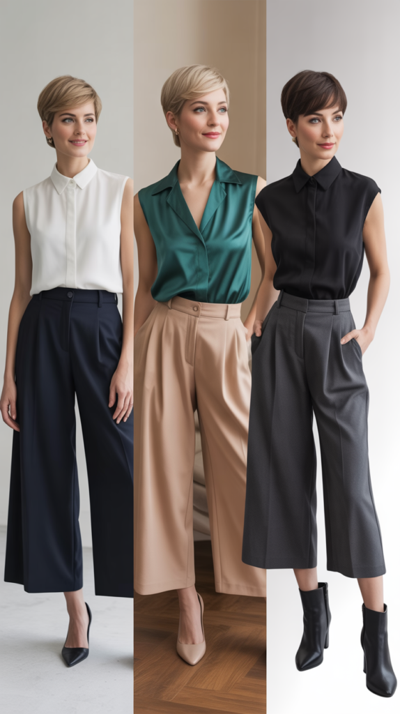 Sleeveless Blouse with Culottes