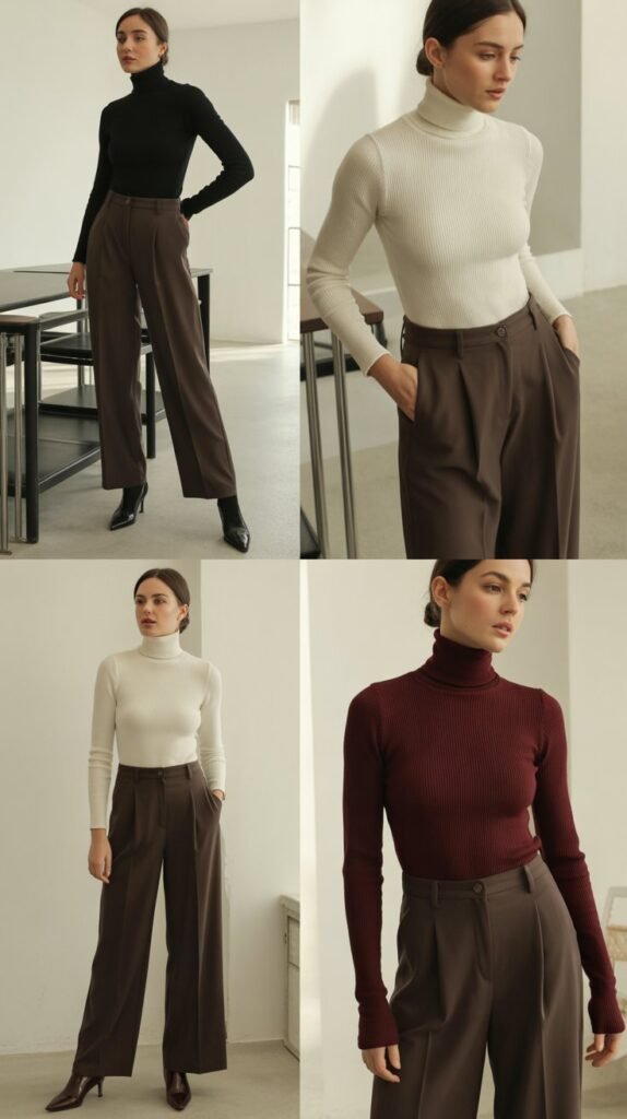 The Fitted Turtleneck and Wide-Leg Pants