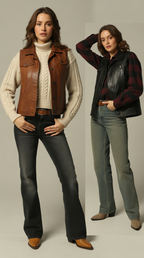 Leather Vest Layering