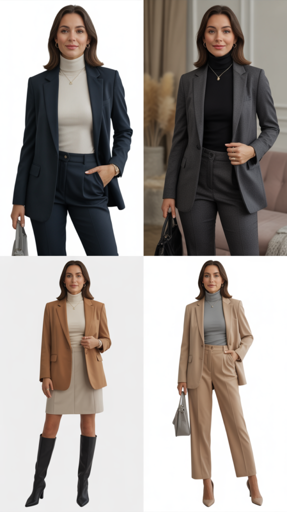 The Classic Blazer and Turtleneck Combination