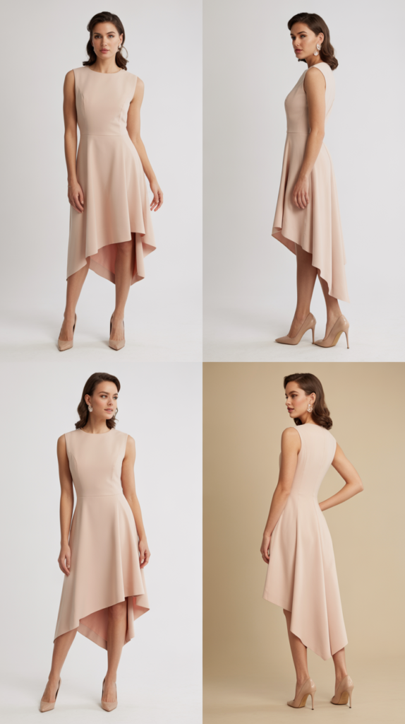 Blush Pink Asymmetrical Hem Dress