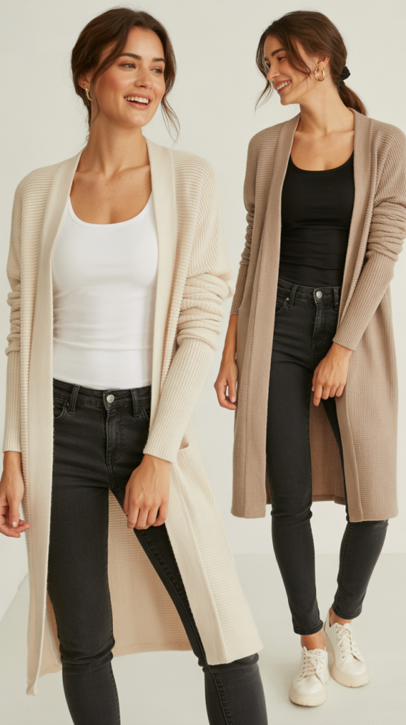 Longline Cardigan with Tank and Skinny Jeans