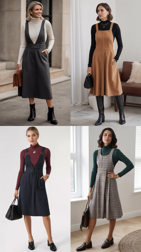 Turtleneck Under Pinafore Dress