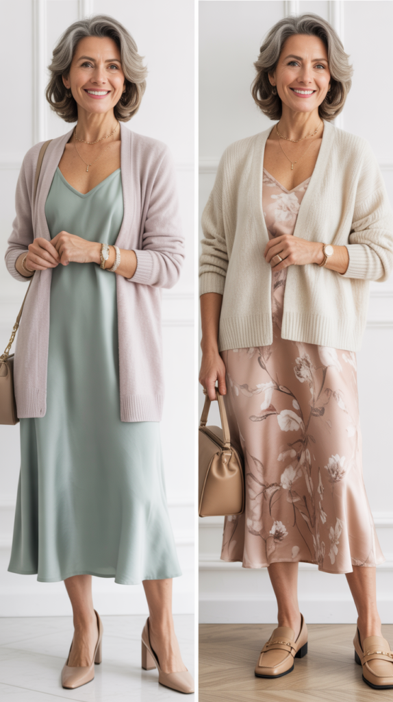 Lightweight Sweater Over Slip Dress