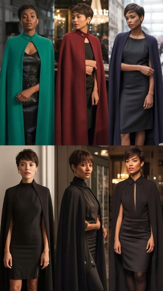  The Cape and Slim-Fit Bottoms Dramatic Look