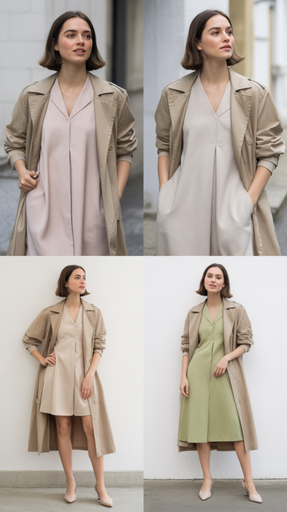 Lightweight Trench Coat Over Simple Dress