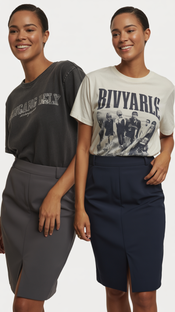 Graphic Tees With Pencil Skirts