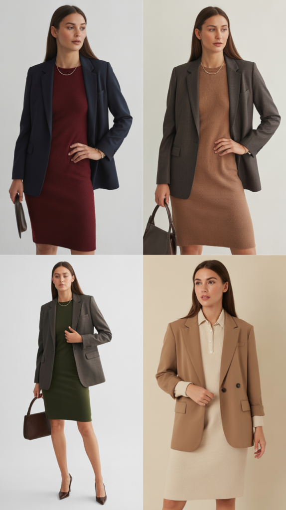 Blazer Over Sweater Dress