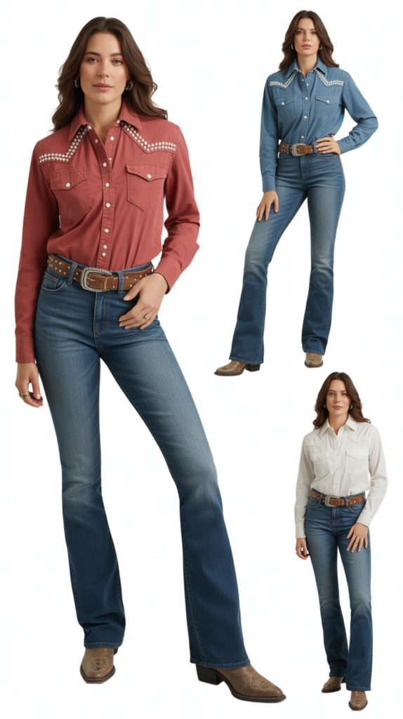 Jeans with Pearl Snap Shirt