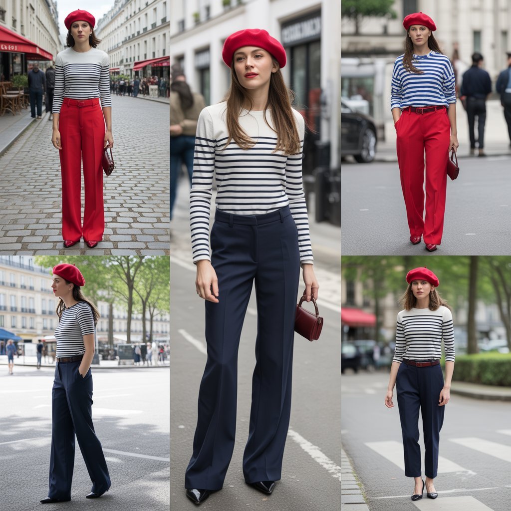  Red Beret with Striped Top and Trousers
