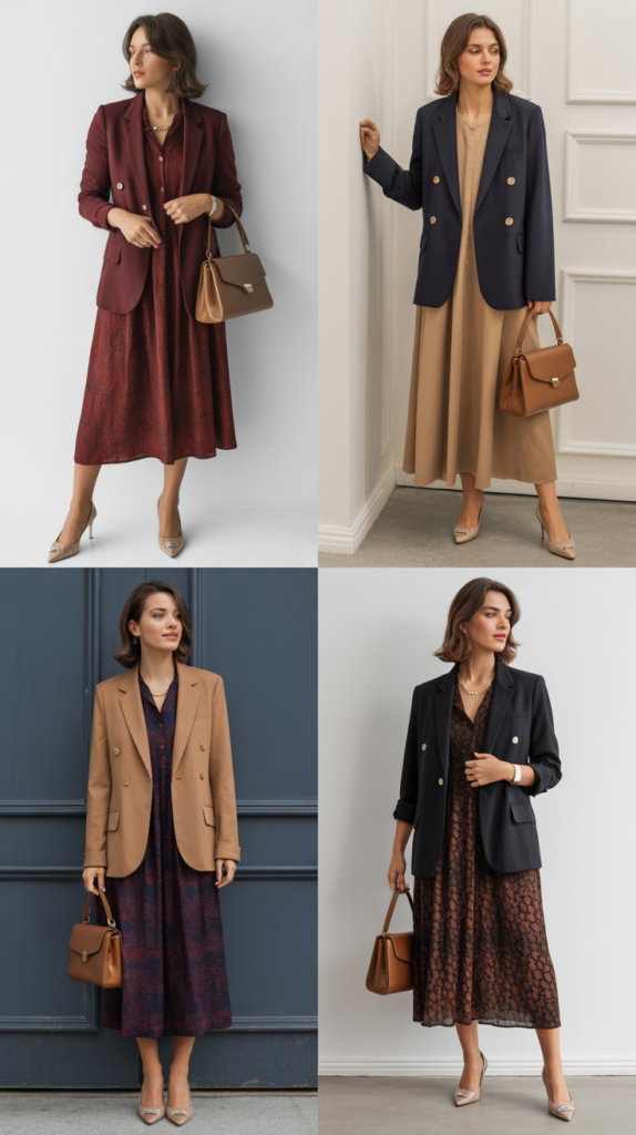 Blazer Over Midi Dress