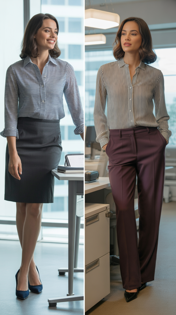 Striped Top with Solid Skirt or Pants