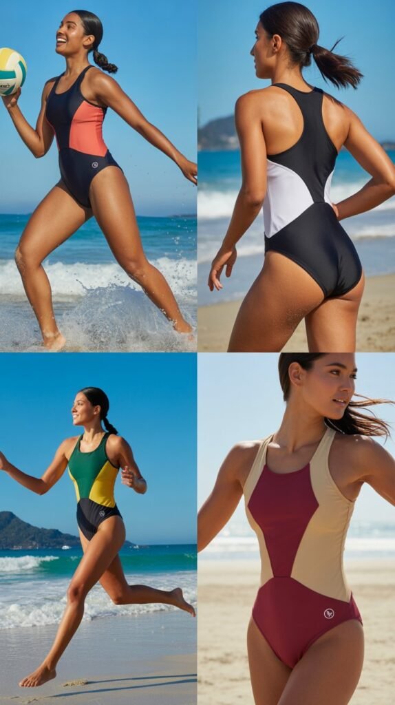 Color-Blocked Athletic Swimwear