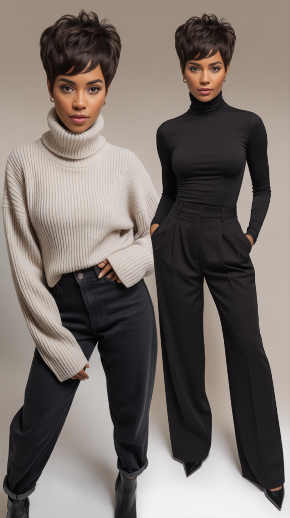 Turtleneck Sweaters for Contrast