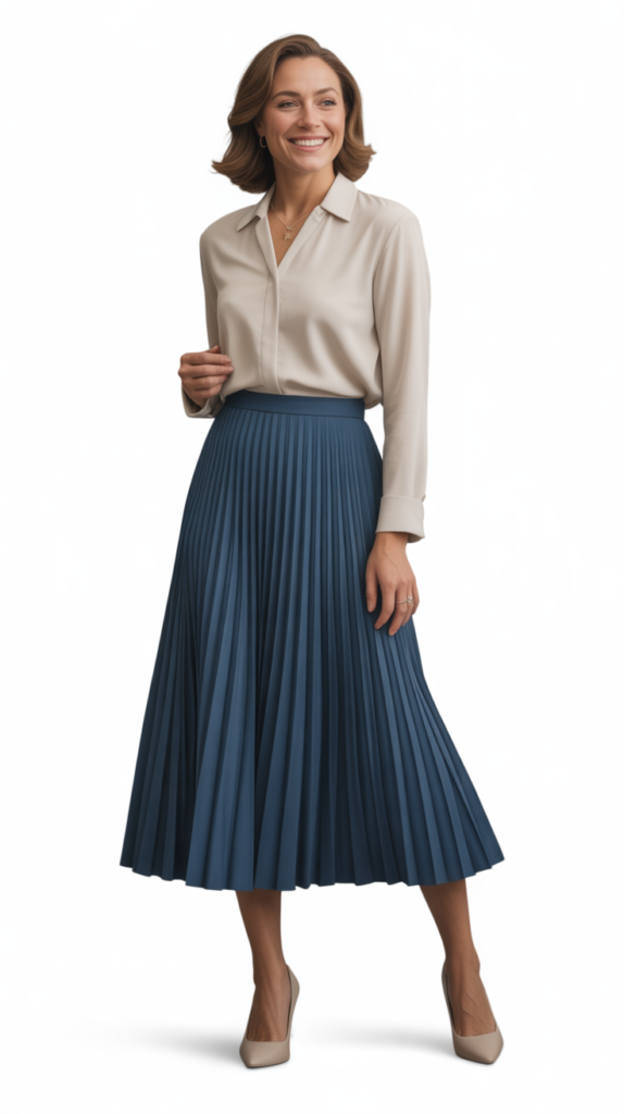 The Pleated Midi Skirt and Tucked-In Blouse