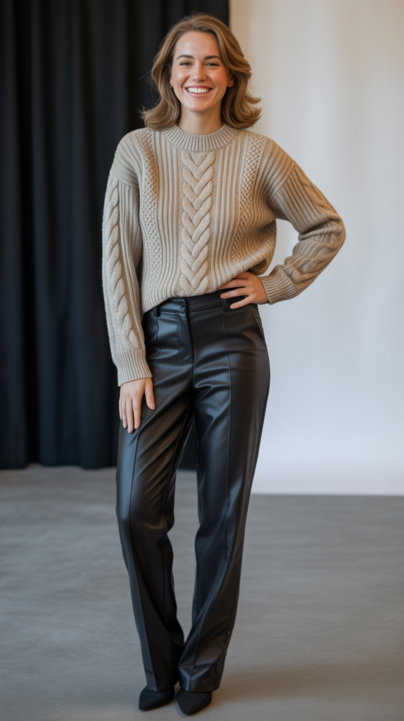 The Textured Knit and Sleek Trousers