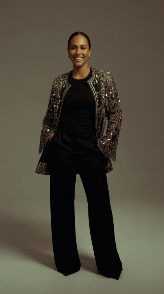 Embellished Jacket with All-Black Base