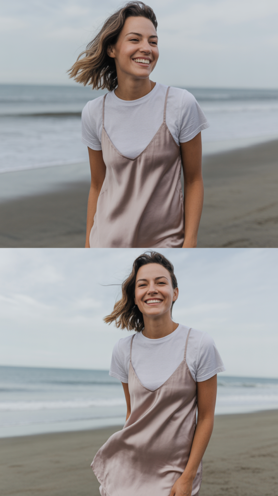 Slip Dress Over T-Shirt