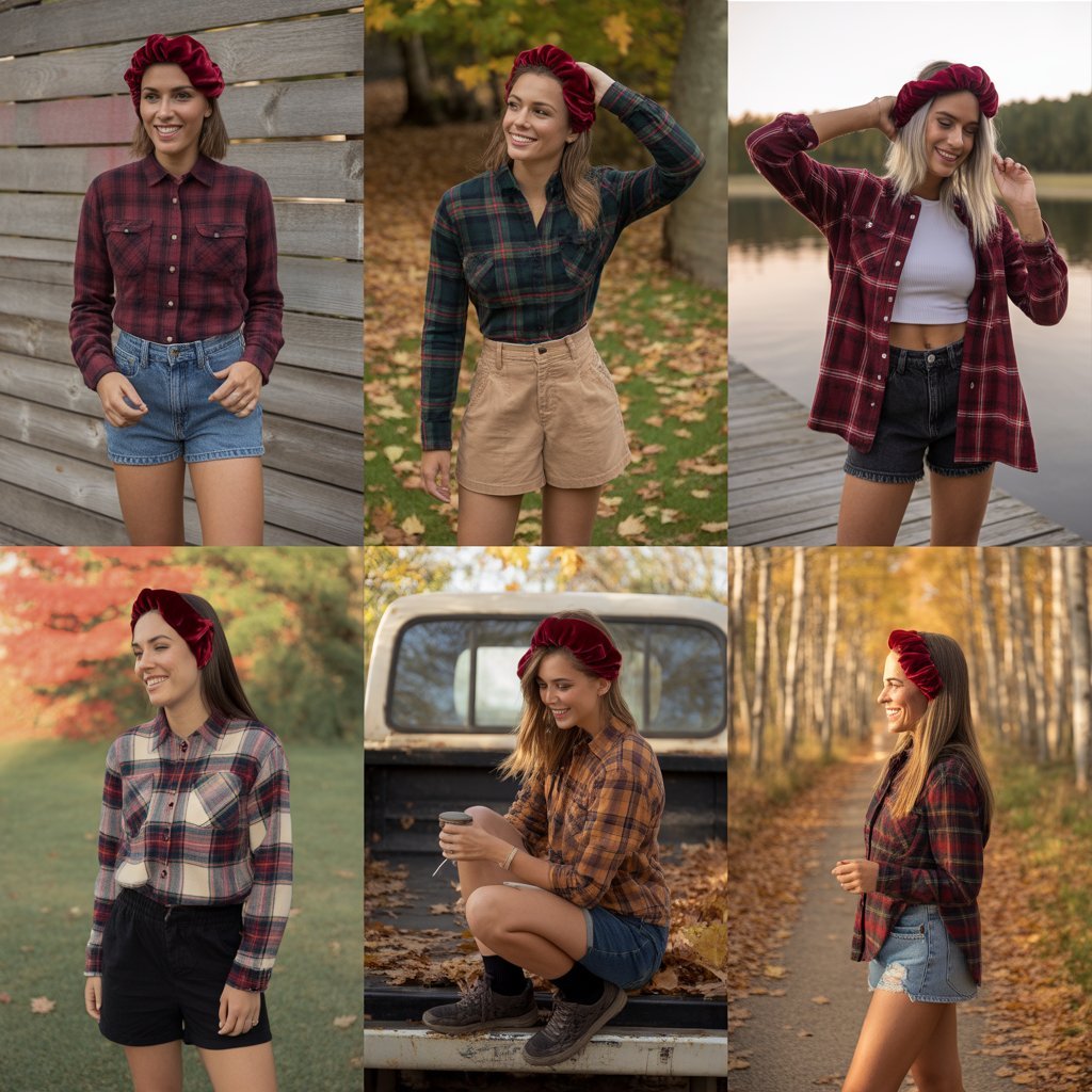 d Scrunchie with Plaid Shirt and Shorts