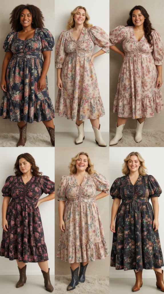 Floral Western Midi Dress