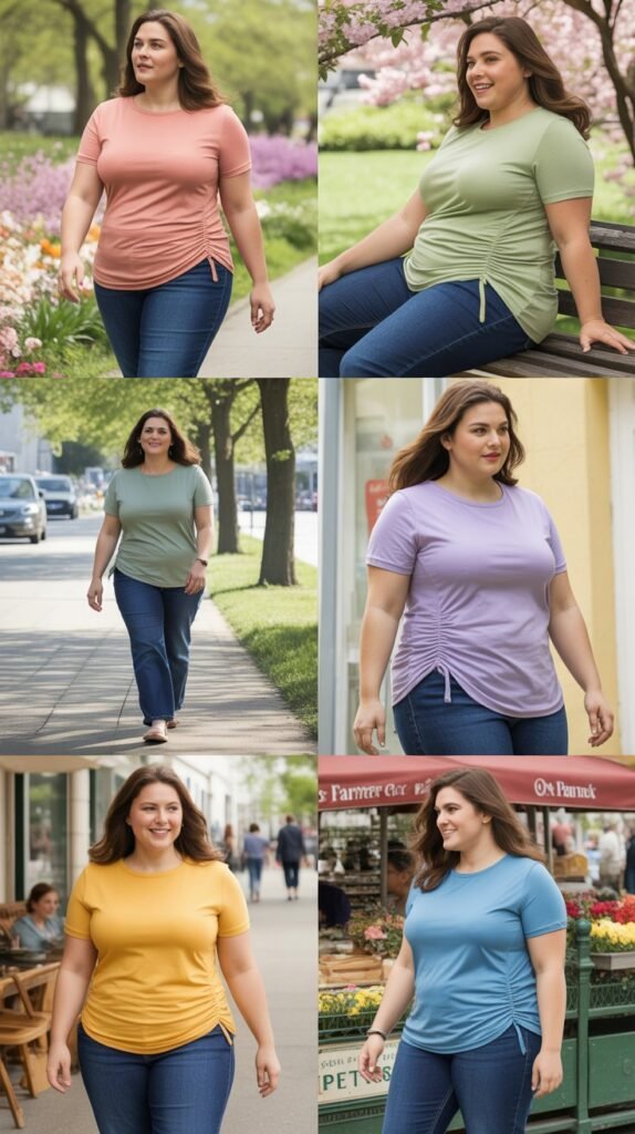 Ruched Tee with Straight Leg Jeans