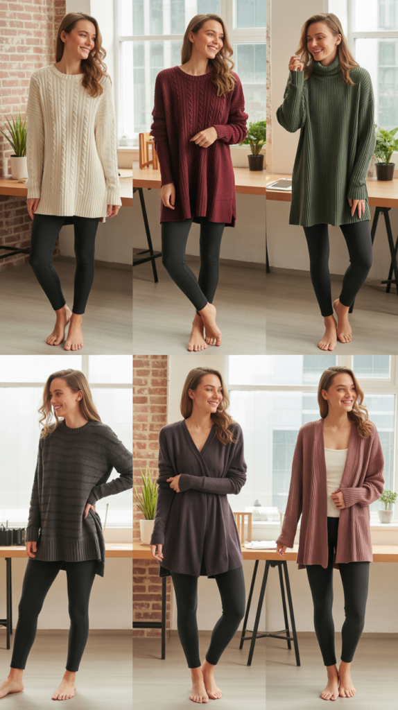 Fleece-Lined Leggings with Tunic Sweater