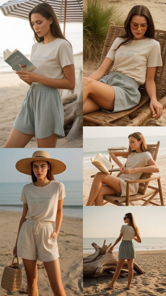 Graphic Tee with Linen Shorts