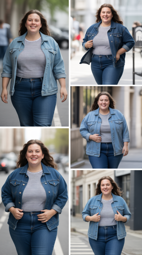  Dark Jeans With Striped Tee And Denim Jacket
