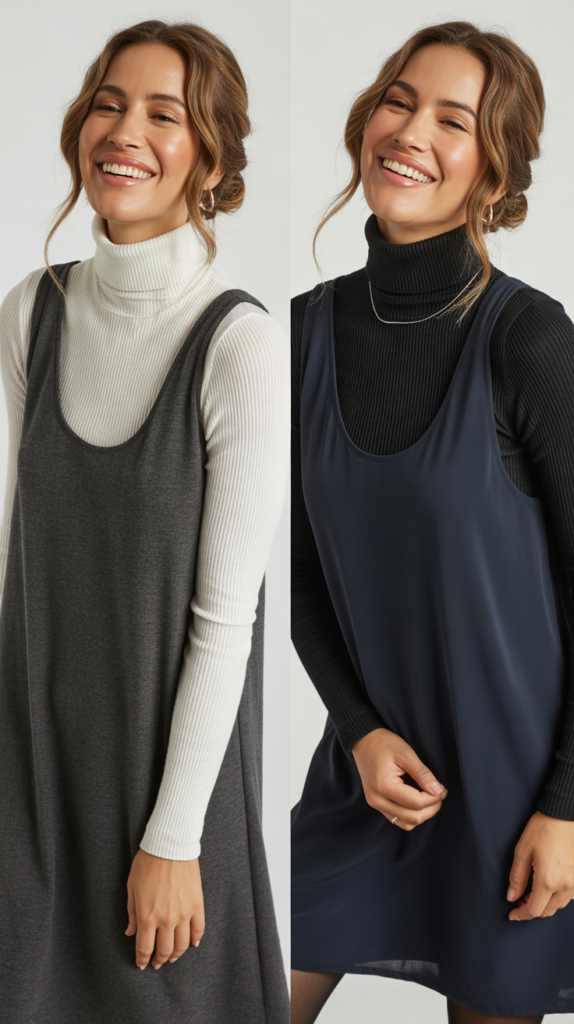 Turtleneck Under Sleeveless Dress