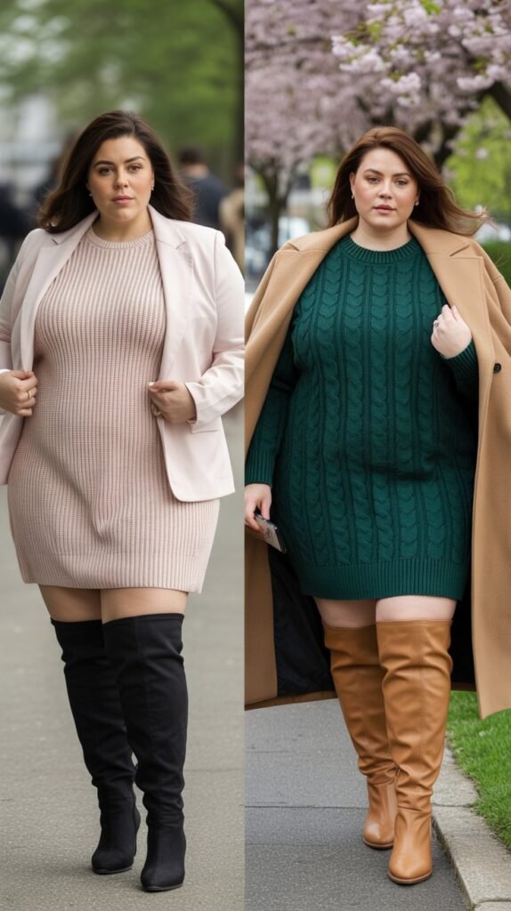 Sweater Dress with Over-the-Knee Boots