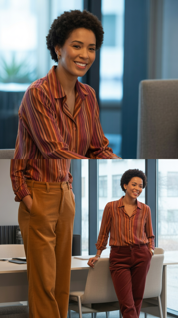 Striped Button-Down with Corduroy Pants