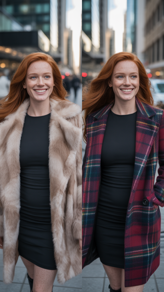  Black Bodycon Dress With Statement Coat