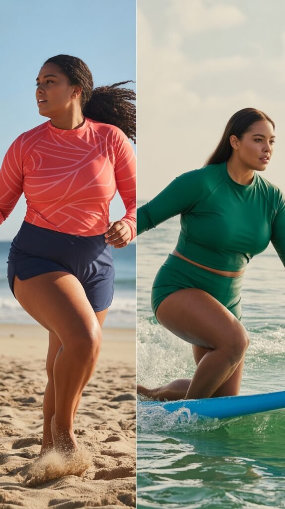 Long-Sleeve Rash Guard with High-Waisted Shorts