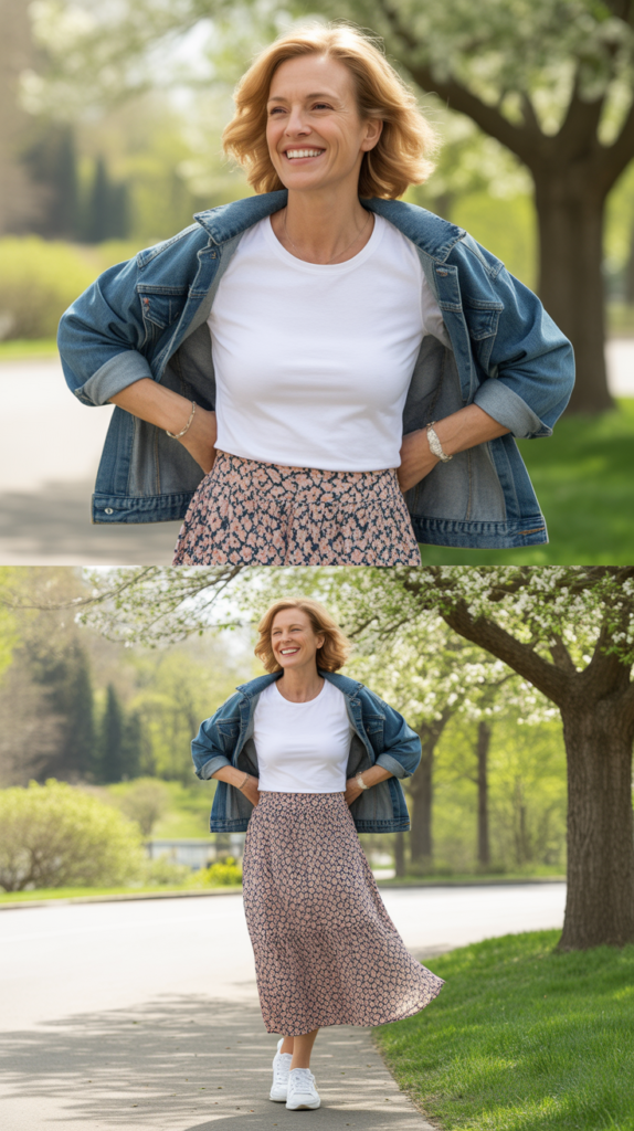 Midi Skirt with Tucked-In Tee