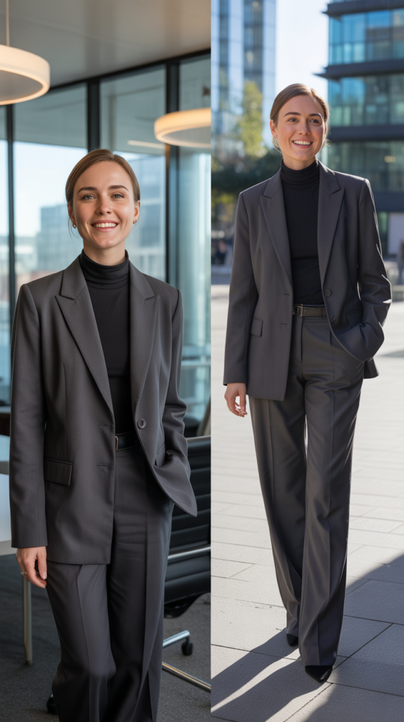 Blazer Over Turtleneck Combination