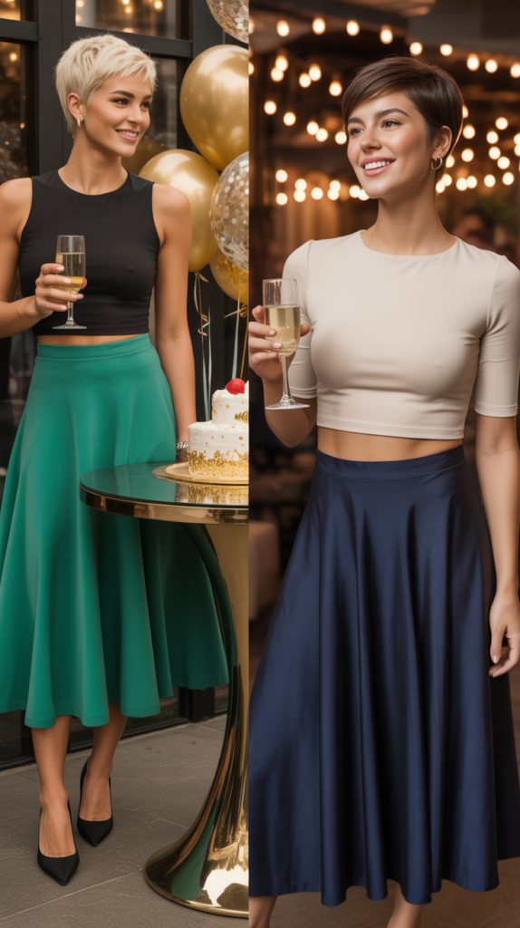 Crop Top and Midi Skirt Combination