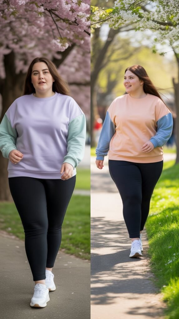 Color-Block Sweatshirt with Leggings